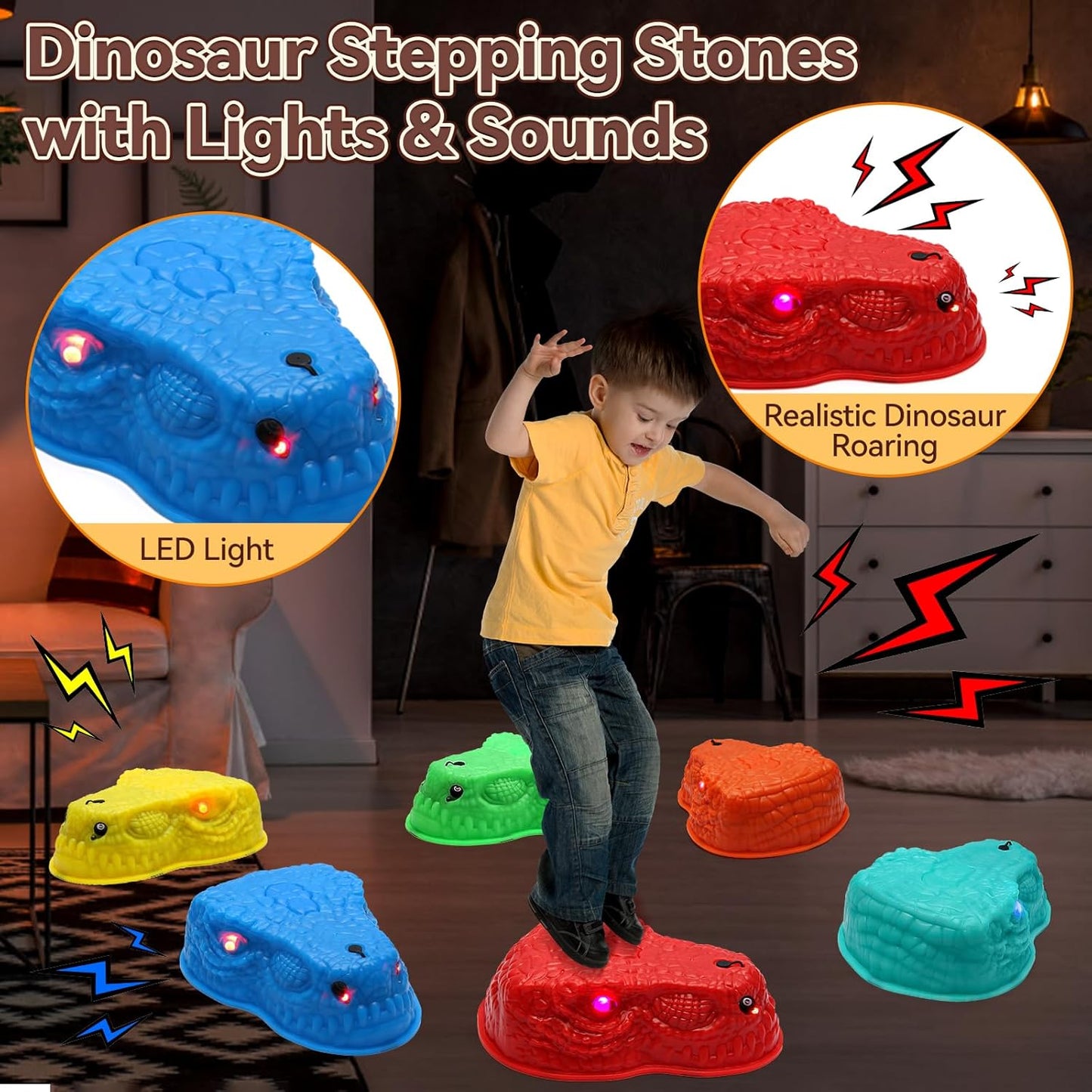 6 Pcs Dinosaur Stepping Stones